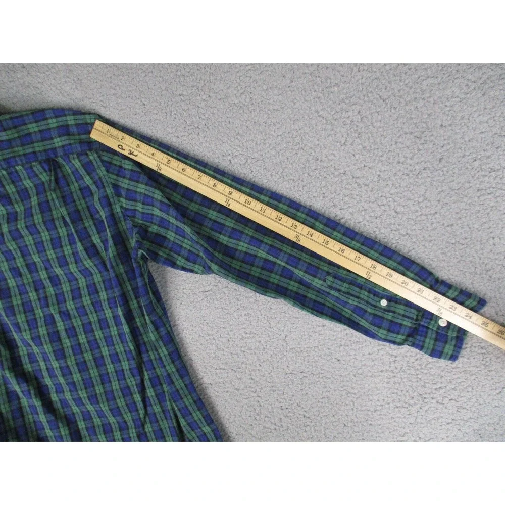 J. Crew Shirt‎ Mens Medium Blue Green Plaid Slim Fit Button Down Long Sleeve